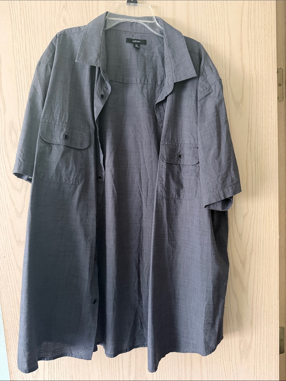Alfani Men's Short-Sleeve Button-Down Shirt in Gray-Blue